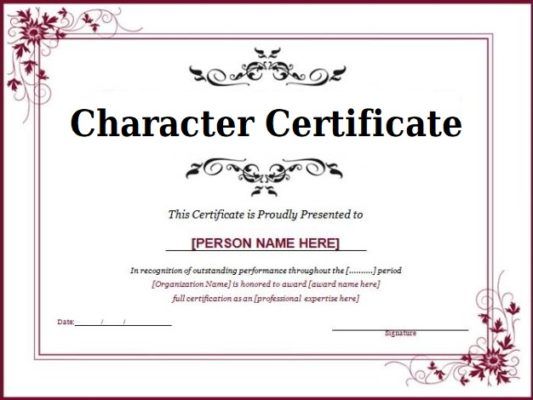 Character Certificate